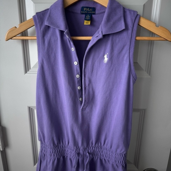 Polo Ralph Lauren girls purple button up romper size medium - Picture 4 of 7